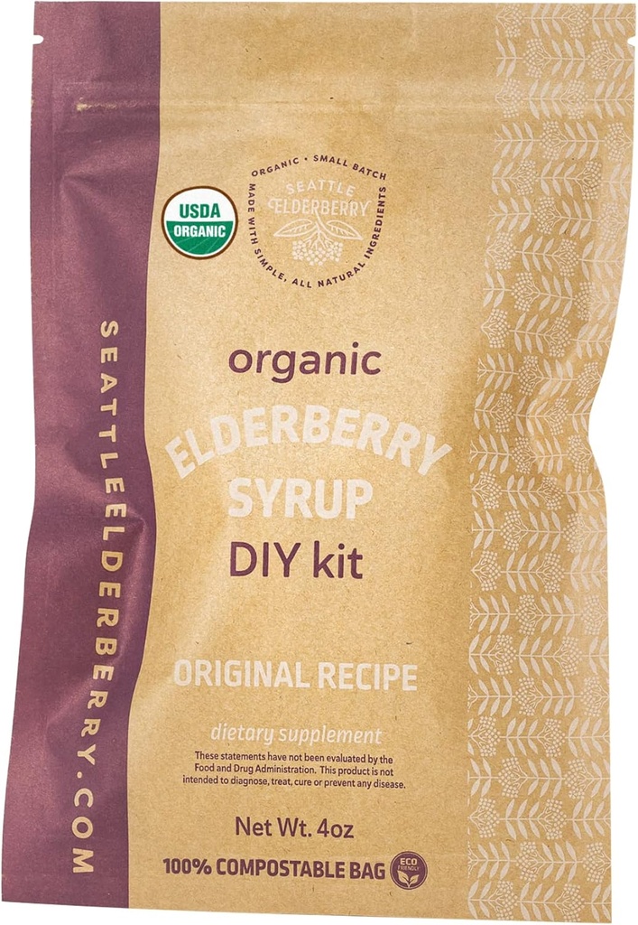 Syrup DIY Kit – Machen Sie Ihre eigenen leckeren, glutenfreien Kräuterergänzung Syrup mit potenten Immun Vorteile, Enthalten nur organische Zutaten Made in Small Batches in den USA - 4oz