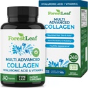 Pillole Multi Collagen ForestLeaf - Collagen Men & Collagen Donna - Integratori di collagene idrolizzati con Vitamina C & Acido Ialuronico - Capsule Collagene per Capelli, Pelle & Unghie (240 Capsule Peptide)