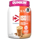 Dymatize x Dunkin' Cappuccino ISO100 Whey Protein Powder, 95mg Caffeine, 25g Protein5.5g BCAAs, 120 Cal., Glutenfrei, 1g Fett, 1g Zucker, 2g Carb (20 Servierungen)