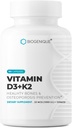 Vitamin D3+K2, Natürliches Vitamin d3 25 mcg 1000 I.U. und Vitamin k2 als MK-7 120 mcg - Fördert Herz, Knochen & Zähne Gesundheit - 90 Naturgemachte Kapseln - Nicht-GVO