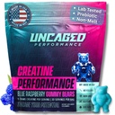 Kreatin Monohydrate Gummi 5G - Delicious Blue Raspberry Flavor, Max Stärke für Muskelwachstum, Fast Absorbing für Männer und Frauen - Premium All Natural, Lab Tested - 30 Servierungen