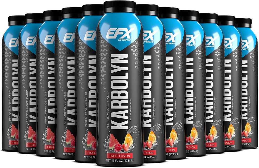 EFX Sports Karbolyn Fuel Drink | Pre, Intra, Post Workout Carbohydrate Drink | Carb Load, Sustain Energy | Stimulant & Sugar Free | 12 Pack (Fruit Fusion)