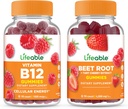 Lebensfähiges Vitamin B12 + Rübenwurzel, Gummie Bundle - Große Verkostung, Vitaminergänzung, Glutenfrei, GMO frei, Kaubar