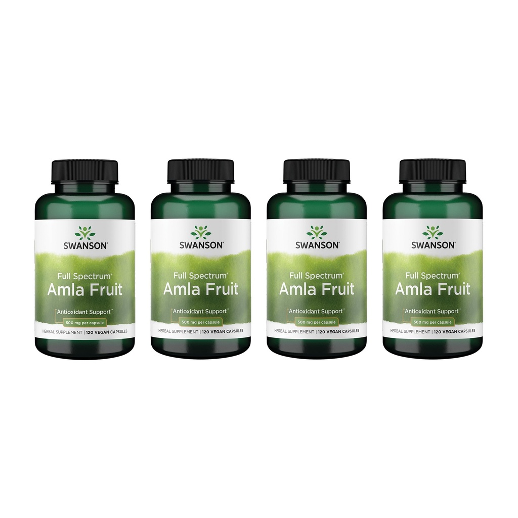 Swanson Spettro completo Amla Frutta (Indian Gooseberry)-Ayurvedic Integratore di erbe Promuovere Vitalità & Energy Support-Packed con Phytonutrients a Support Wellness-(120 Capsule, 500mg Ciascun) (4 Pack)