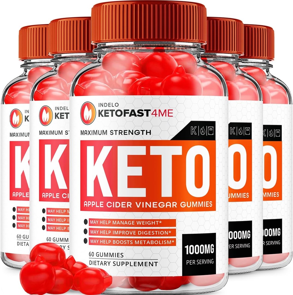 (5 Pack) CétoFast4Me ACV Gummies Advanced, CétoFast 4 Me ACV Gummies Apple Cider Vinegar Keto Fast 4 Me Gestion du poids ACV Gummies Keto Fast4Me Commentaires Vitamine B12 Keto+acv, 1000mg (300 Gummies)