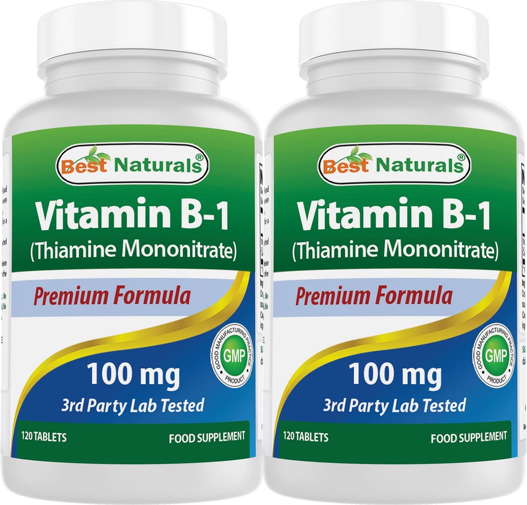 Meilleurs naturels vitamine B1 comme mononitrate de thiamine 100 mg 120 comprimés (120 Nombre (paquet de 2))