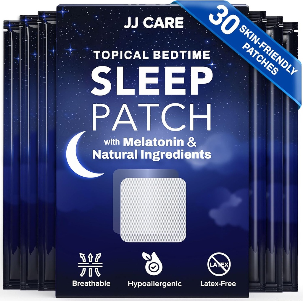 JJ CARE Schlafaufnäher 30 PCS, Schlafhilfen für Erwachsene Extrastärke, natürliche und Toxinfreie Schlafaufnäher, Melatonin Patch für den täglichen Gebrauch, Melatonin Natural Patch für Schlafunterstützung