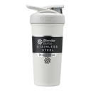 BlenderBottle Strada Shaker Cup Bottiglia di acqua isolata in acciaio inox con filo Whisk, 24-Ounce, bianco