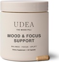 UDEA Wellness, Mood Pill | Adaptogenic Daily Mood Support Supplemento per Stress, Funzione cognitiva, Focus & Balanced Energy | Non-GMO, Gluten Free & Vegan Mood and Stress Supplements | 30 Capsule