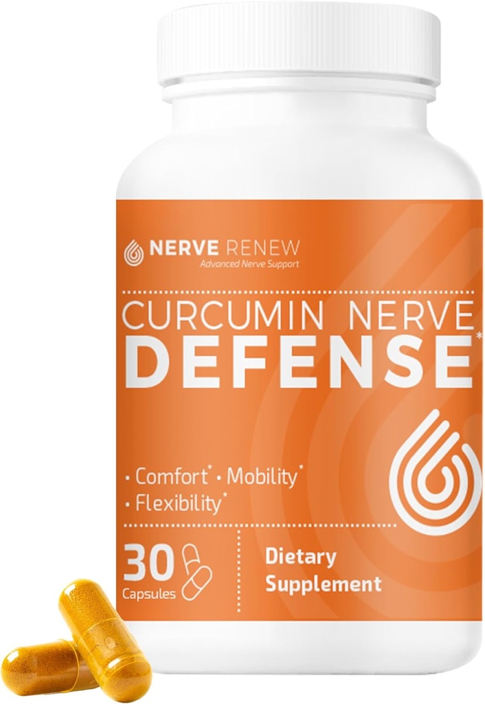 NERVE RENEW Curcumin Nerve Defense mit Meriva Curcumin Phytosome für komplette Nerve Nourishment und Komfort - optimierte Curcumin mit schwarzem Pfeffer Extrakt - 30 Kapseln
