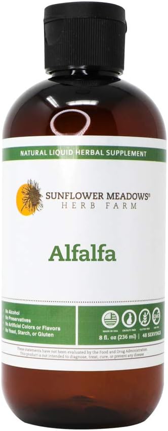 Alfalfa Liquid Herbal Supplement - 8oz- Alcohol-Free, Non OGM, Realizzato con ingredienti biologici