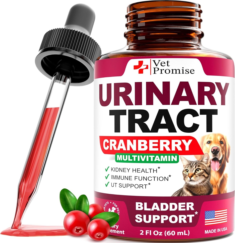 Traitement UTI Cat & Dog - Traitements d'infection urinaire avec canneberge - Médecine UTI Chien & Cat - Support avancé du rein et de la vésicule Multivitamine - Vitamines de supplément de santé rénale - Fabriqué aux États-Unis