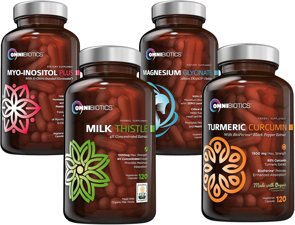 Curcumine curcuma + Capsules de Thile de lait + Glycinate de magnésium + Myo-Inositol