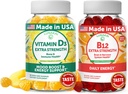 Lunakai Vitamin D3 und Vitamin B12 Gummi Bundle - Immunität, Knochen und Stimmung Unterstützung VIT D3 2000IU Supplement - 3000mcg Methylcobalamin Hohe Absorption Energie Gummy - 30 Tage Versorgung