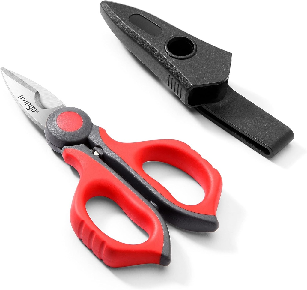 Ciseaux électriques LIVINGO : 6 pouces de long en fil lourd - Lame en acier inoxydable dérapée avec clip de ceinture, Fibre de strip-teaseuse Optic, Ligne de câble souple en cuivre aluminium
