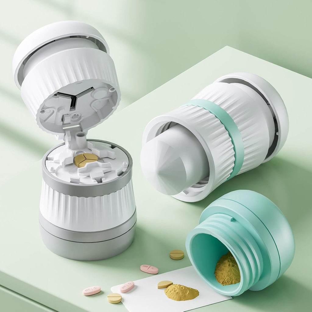 Pill Cutter - Pill Splitter with Stainless Steel Blade for Cutting Small Pills or Large Pills in one Third, Pill Cutter 1/3, Suitable for Cuting Vitamins, Tablets (1-3 Grey)