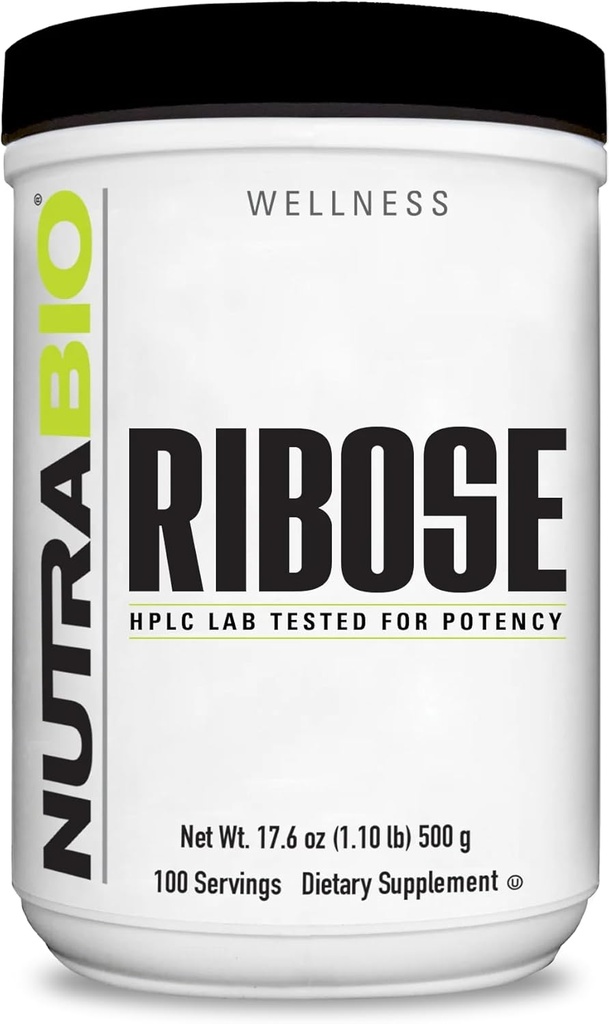 Supplément de Ribose NutraBio pour un Cœur en santé et un supplément d'énergie- Supplément de poudre D-Ribose- 500g