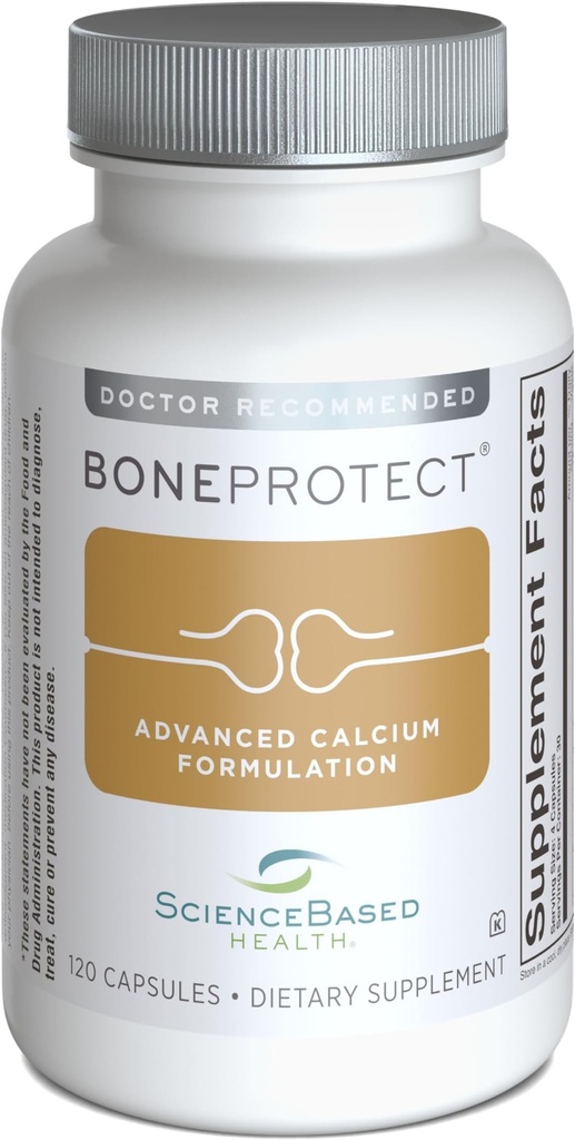BoneProtect – Supplément avancé pour la santé osseuse avec citrate de calcium, vitamine D3, K2 (MK‐7), magnésium et antioxydants – soutient la densité osseuse, le coeur et la santé des colonies – 120 capsules