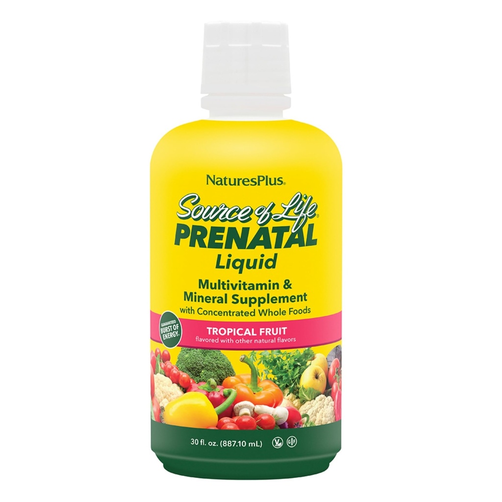Natures Plus Quelle von Life Prenatal Liquid, Tropical Fruit - 30 fl oz - Multivitamin & Mineral Supplement - Ernährungsunterstützung während Schwangerschaft - Glutenfrei, Vegetarier - 30 Servierungen