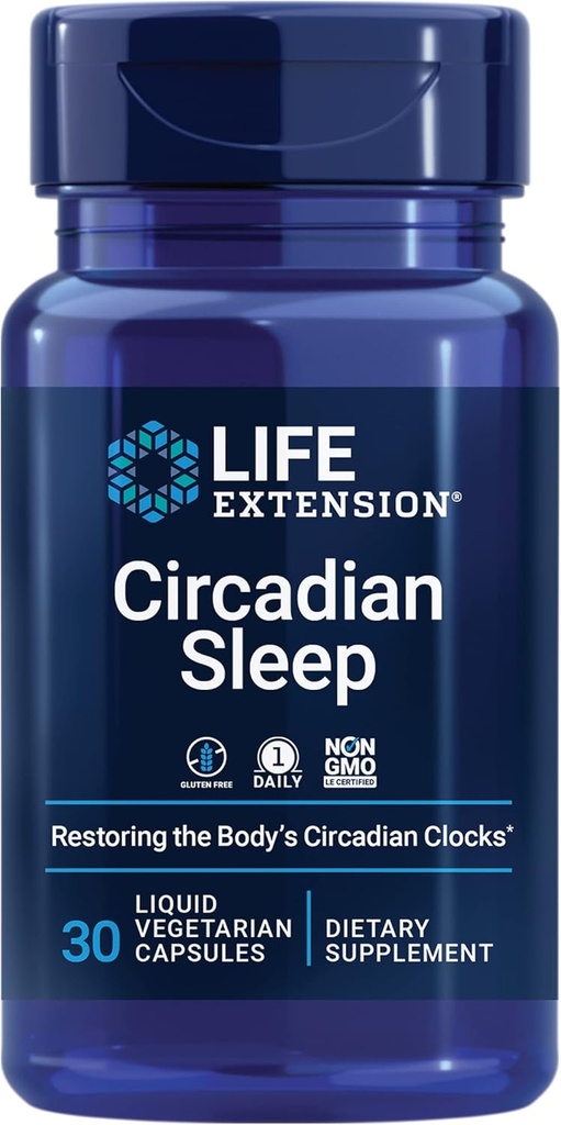 Life Extension Circadian Sleep, nobiletin Citrus Extract, Sleep Support, Sleep Health, Restore Your Body's Sleep-Wake Cycle, 1.5 mg Melatonin, Gluten Free, Non-GMO, Vegetarisch, 30 Liquid Capsules