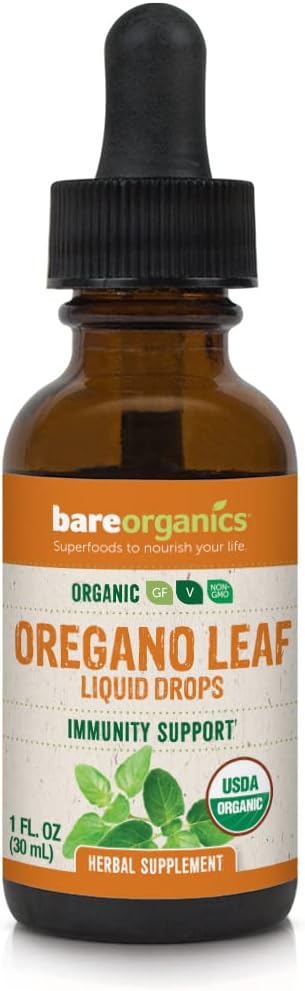 BareOrganics Organo Foglie Liquide Gocce, Supplemento di erbe, Gocce di sostegno dell'immunità, 1 oncia