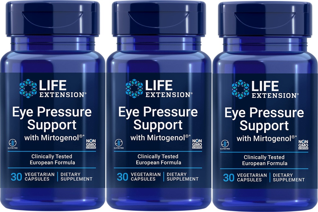 Durée de vie Support de pression oculaire avec Mirtogenol, Vcaps 30 Compte (paquet de 3)