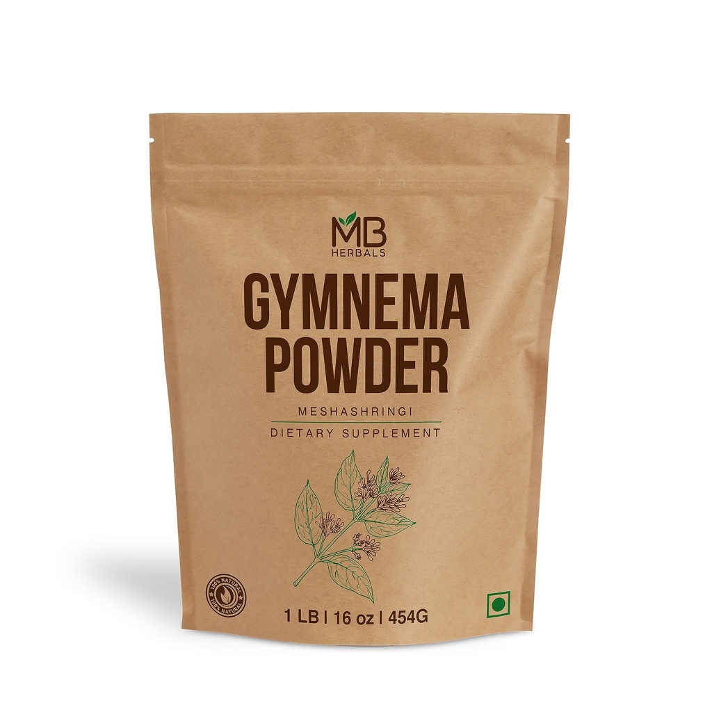 MB Herbals Gymnema Leaf Powder 1 lb / 16 oz | 454 Gram | Meshashringi Powder | Gymnema Sylvestre