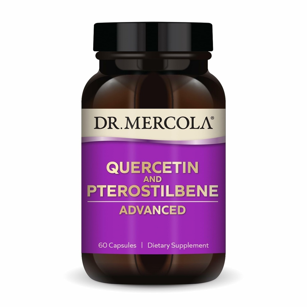 Dr. Mercola Quercetin & Pterostilbene Advanced - Unterstützt Atmungs- und Immungesundheit - 500 mg Quercetin - Hochverfügbarkeitsformel - Non-GMO, Gluten-Free & Soy Free - 60 Kapseln (30 Portionen)
