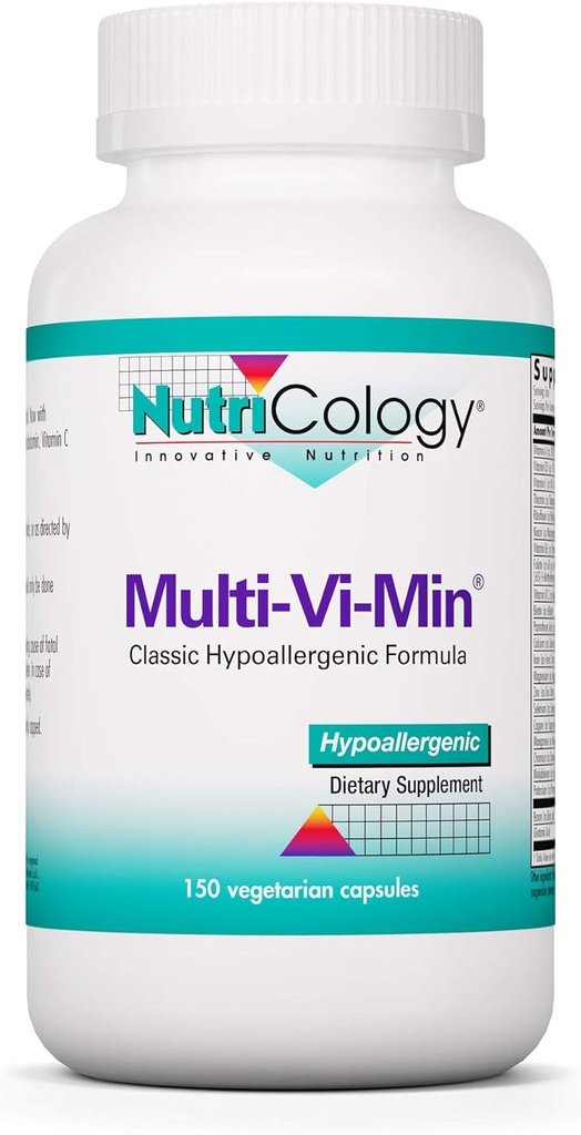 Nutrizione Multi-Vi-Min Supplemento - Multivitamina per Uomo e Donne, con Ferro, Vitamine Giornaliere, per Adulti, Alta Potenza, Biodisponibile, Capsule Vegetariani - 150 Conte