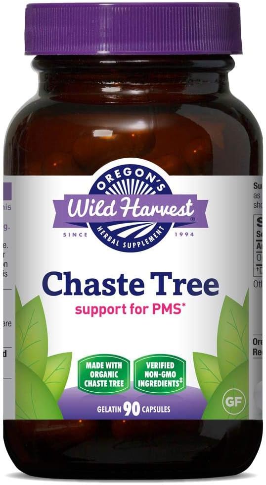 Chaste Tree - Supporto PMS, 90 Vcaps, (Raccolta Selvatica di coregone), 440mg bacca di albero di casta organico