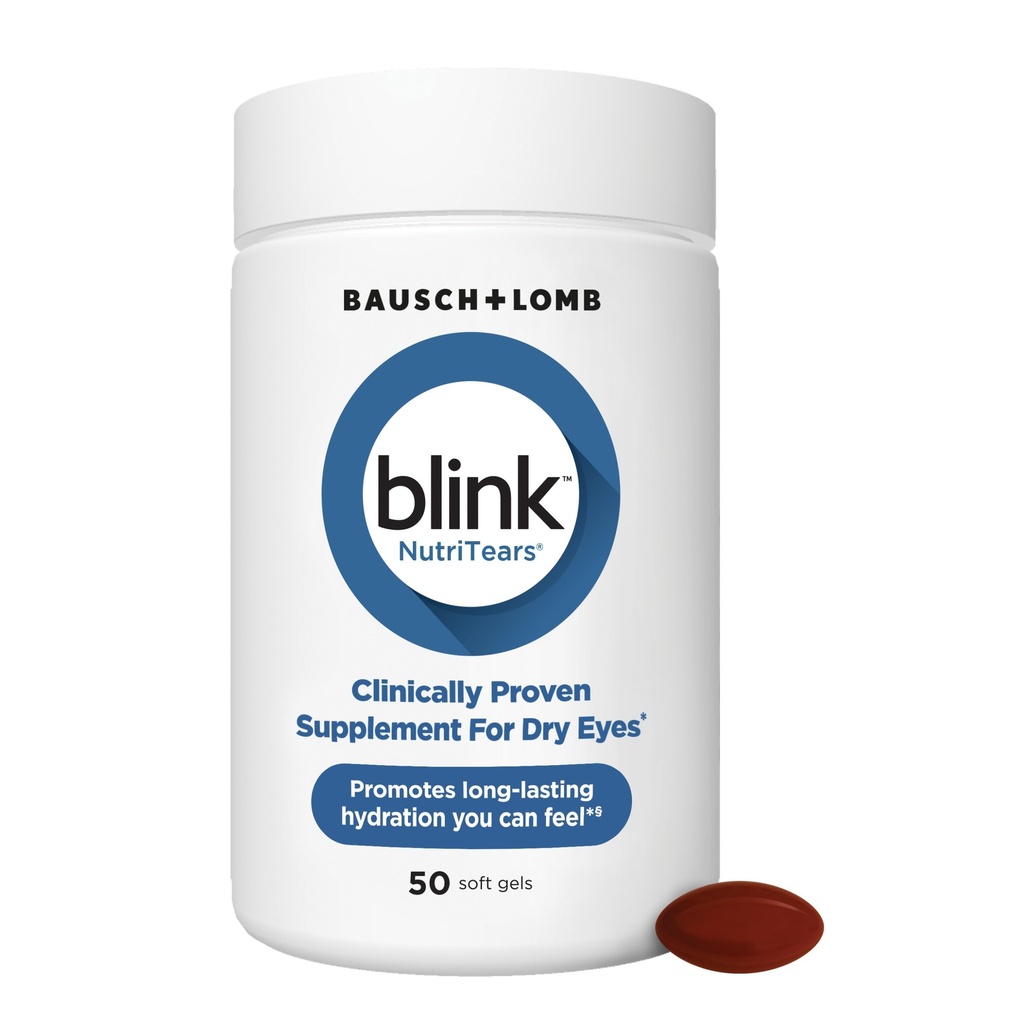 BLINK NutriTears Klinisch bewährte Ergänzung für trockene Augen, Augenpflege mit Lutein & Zeaxanthin und Vitamin D zu Hydrate Augen von innen für lang anhaltendes Relief, 50 Softgels