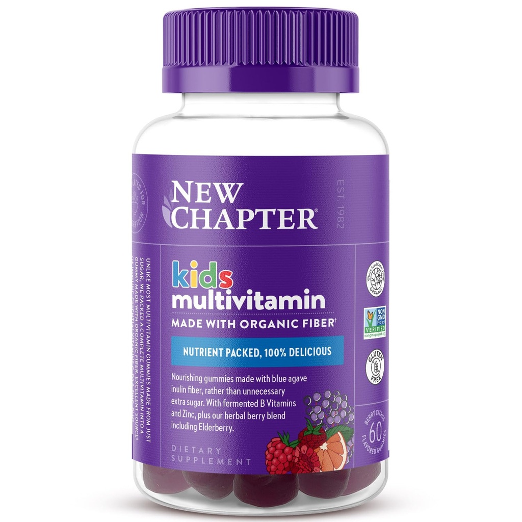 Nuovo Capitolo Bambini Multivitaminici Gummies - 65% Meno Zucchero, Bambini Prosciutto Vitamine con Vitamine C, D3 & Zinc, Non OGM, Gluten Free, Berry-Citrus, 60ct