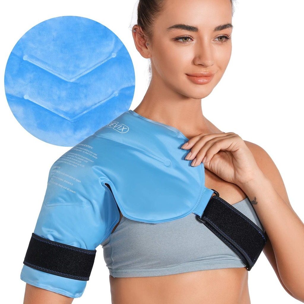 REVIX Shoulder Ice Pack für Rotator Manschette Kalte Therapie, Arm Gel Ice Pack für Verletzungen Wiederverwendbar, Flexible Kalte Kompression Wrap für Post-Workout Erholung, Fatigue und Schulter Discomfort, Blau