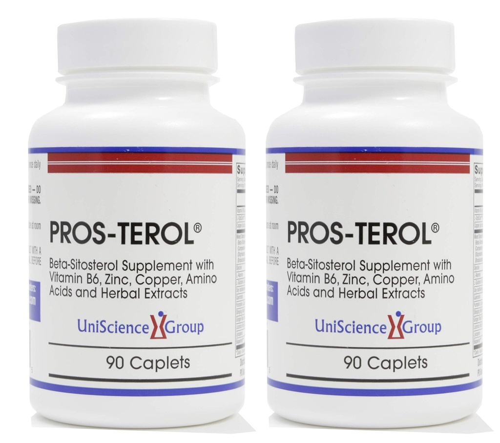 Pros-TEROL (2 Flasche Kit), Prostata Relief mit 900 mg Pflanzen Sterolen mit Kürbis Seed, Stinging Nettle Root, Ginger Root, Licorice Root Extrakte 90 Caplets