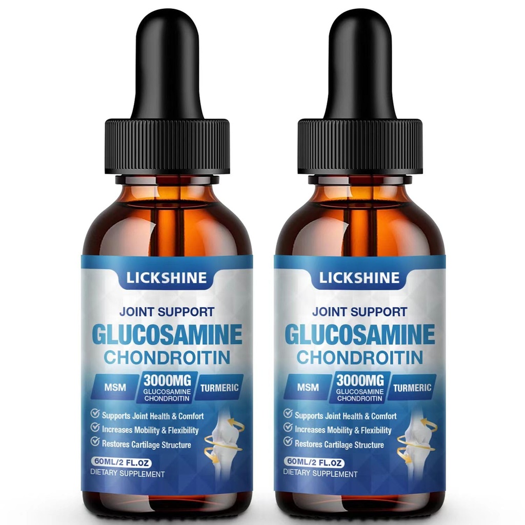 2 Packung Glucosamin Chondroitin MSM Liquid Drops - Extra Strength Joint Support Supplement für Erwachsene mit Quercetin Boswelia, Bromelain, Hyaluronsäure, antioxidative Immununterstützung (4 Fl oz)