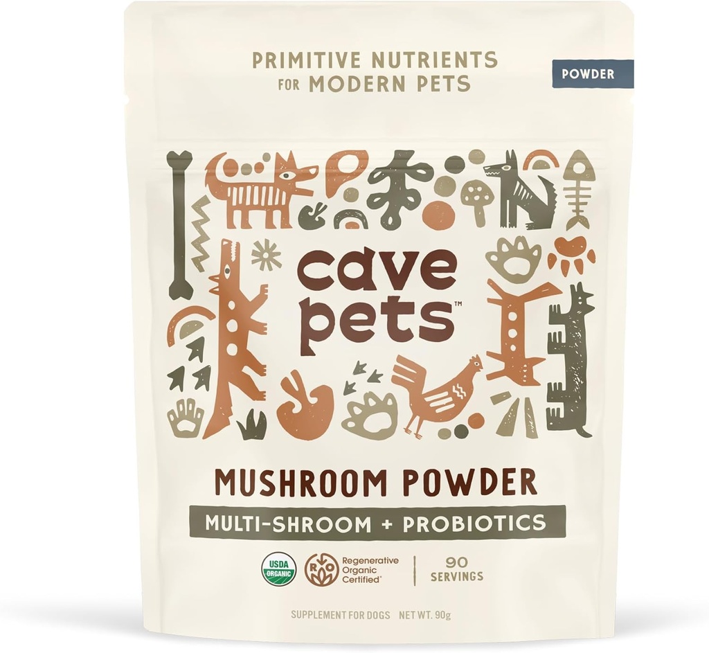 Animali da caverna, Polvere di Super Blend, Supplemento probiotico per l'immunità e il supporto sanitario digestivo, Multi-Shroom & Probiotics, 90 Serve
