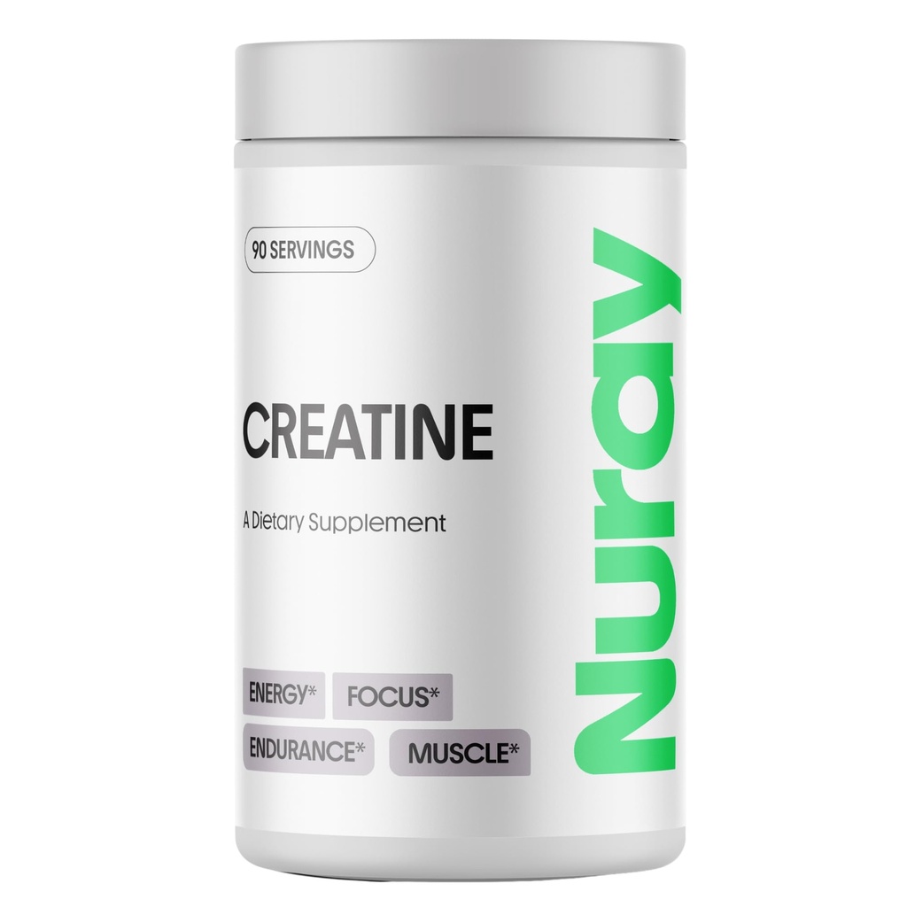 Nuray Premium Creatine Monohydrat Pulver – Energie Enhancer und Übung Leistung & Erholung, Unterstützung Muskelmasse & Gehirn Funktion – Unflavored, 90 Servieren, Vegetarisch