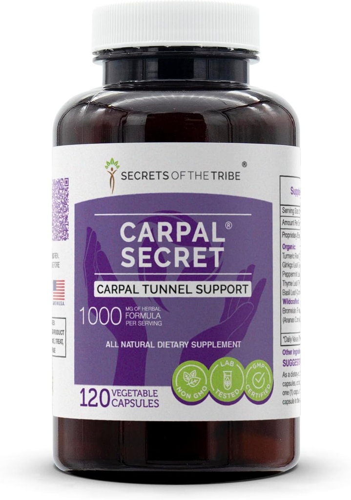 Secrets of the Tribe - Carpal Secret, Carpal Tunnel Support, Herbal Supplement Blend (120 Kapseln)