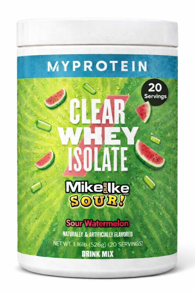 Myprotein Clear Whey Isolate Proteinpulver, 20 Portionen (1.1lbs) Fruity Mike und IKE Sour Watermelon Drink Mix, 20g Protein pro Portion, tägliches Getränk für überlegene Leistung