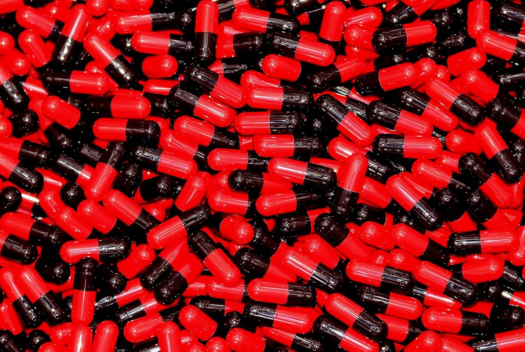 XPRS Nutra Size 3 Capsule Vuoti - 5000 Conta Capsule Gelatina Vuote - Pillole Riempimento Capsule fai da te - Pure Bovine Pill Gel Caps per Do-It-Yourself Supplements (nero/rosso)