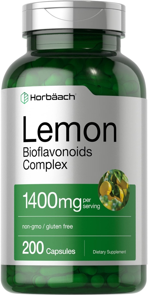 Horbäach Lemon Bioflavonoids Supplemento | 1400 mg | 200 capsule | Complesso con Rutin e Hesperidin | Non OGM e Gluten Free