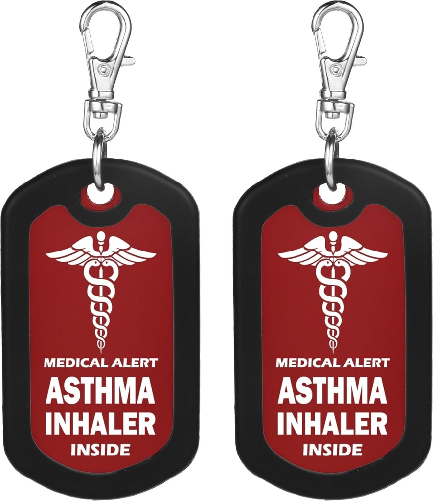 mnmoom 2pcs Asthma Inhalator innen Tag-Rot medizinischer Alarm Reißverschluss Pull Bag Tag