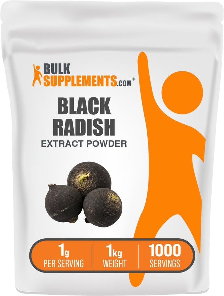 BulkSupplements.com Polvere di Estratto di Radish Nero - Supplemento di Radish Nero Spagnolo, Supplemento di erbe - Vegan & Gluten Free, 1g per Serving, 1kg (2.2 lbs) (Pack of 1)