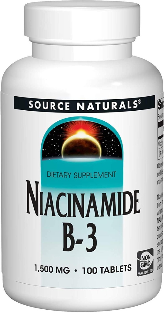 Source Naturals Niacinamide 1500mg, 100 onglets (2 pack)