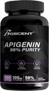 Supplément Apigenin 100mg de Camomile Extract 120 Compte - 98% de pureté- Supplément Apigenin pour le sommeil, l'humeur, la cognition, la santé de la prostate - Excellente aide au sommeil, Non-OGM, Pas de remplissage - 4-Mois
