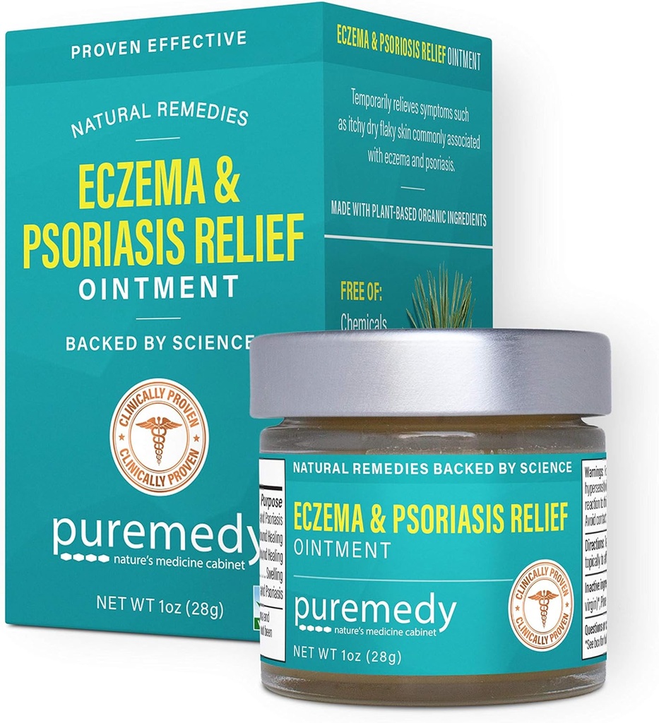 Puremedy Eczema & Psoriasis Relief Salbe Alle natürlichen Salve-Soothes und Relives-Symptome von Dry Itchy Flaky Scratchy oder Weepy Haut - 1 Unze Jar