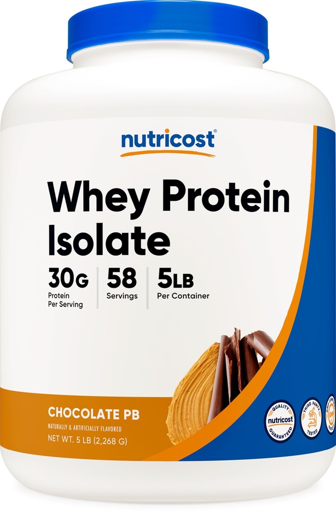 Nutricost Whey Protein Isolate (Beurre d'arachide chocolaté, 5 livres) Poudre de protéines