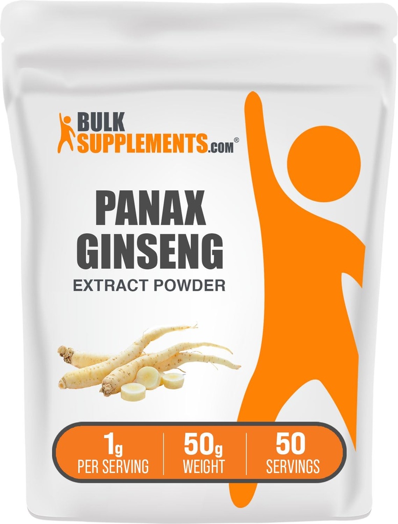BulkSupplements.com Ginseng Root Extract Powder - Panax Ginseng Supplement, Herbal Supplement - Vegan & Gluten Free, 1g per Serving, 50g (1.76 oz) (Pack of 1)