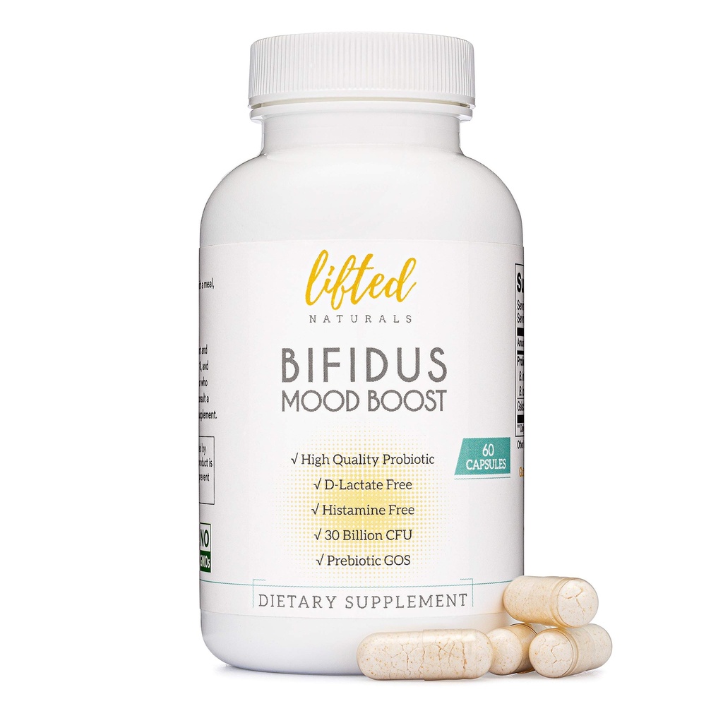 Probiotici 30 miliardi di CFU - Bifidus Mood Support Supplemento w/prebiotici & probiotici per le donne e gli uomini - Mood & Digestion Support- Histamine Free - Natural Mood Boost - 60 giorni di alimentazione, Non OGM