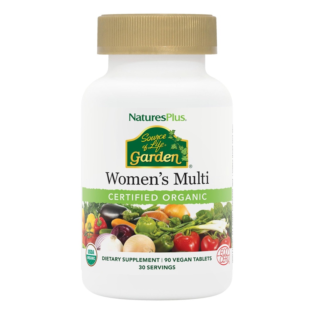 NaturesPlus Quelle des Life Garden Organic Women’s Multivitamin - Reine, natürliche Ganze Zutaten - 90 Vegan Tabletten (30 Servierungen)